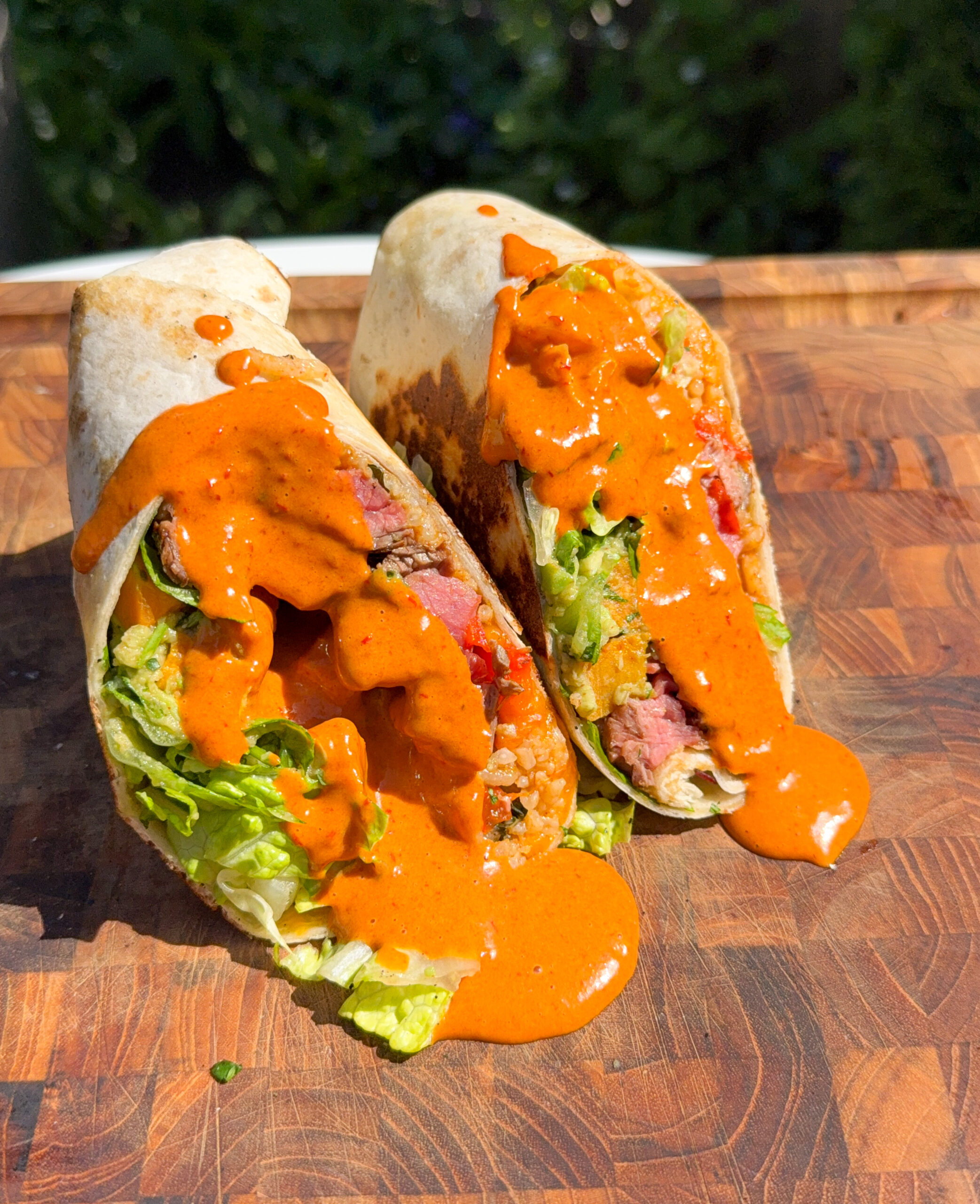 Chipotle-Lime Dressing on a steak burrito