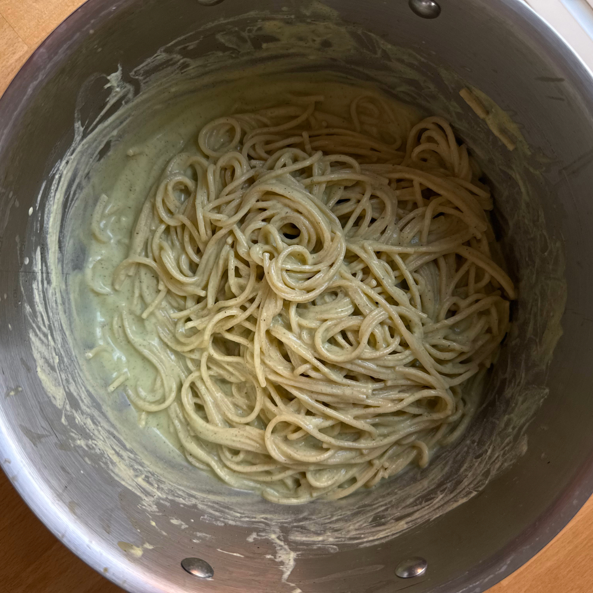 zucchini cream tossed in pasta