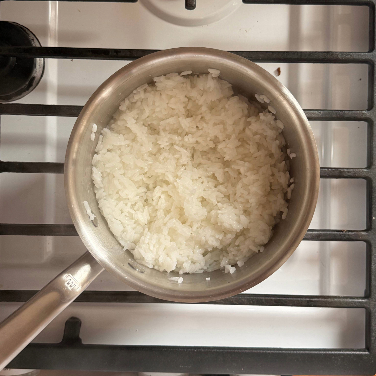 jasmine rice cooked on the stove top